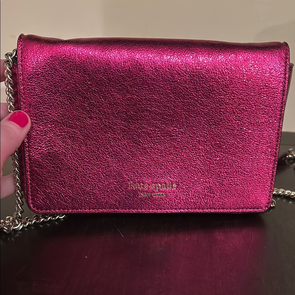 Kate Spade Pink Crossbody Bag with Silver Chain
